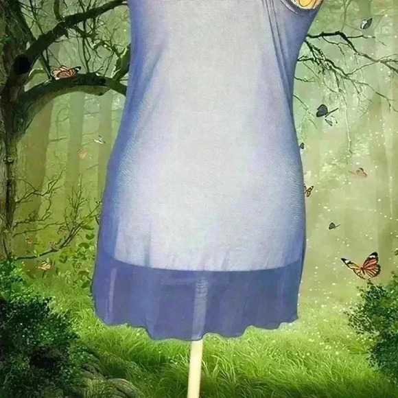 Brand New With Tags Fredericks Of Hollywood Blue Mesh Two piece Slip Dress Set - Picture 4 of 15